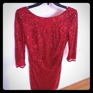Sparkling red cocktail dress.